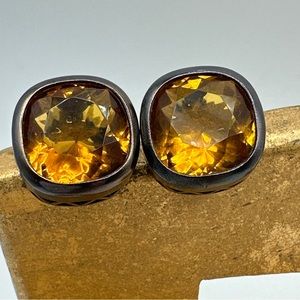Yves‎ Saint Laurent YSL 1980s Faceted Dome Large swarovski citrine Earrings #224